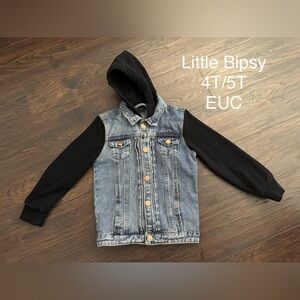 Little Bipsy Blue Denim Jacket with Black Sleeves